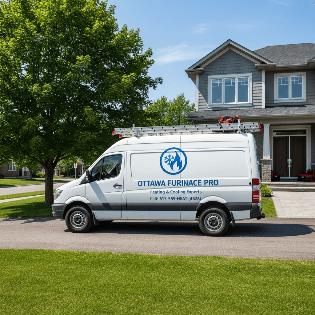 Ottawa Furnace Pro service van parked at a suburban home on a sunny day
